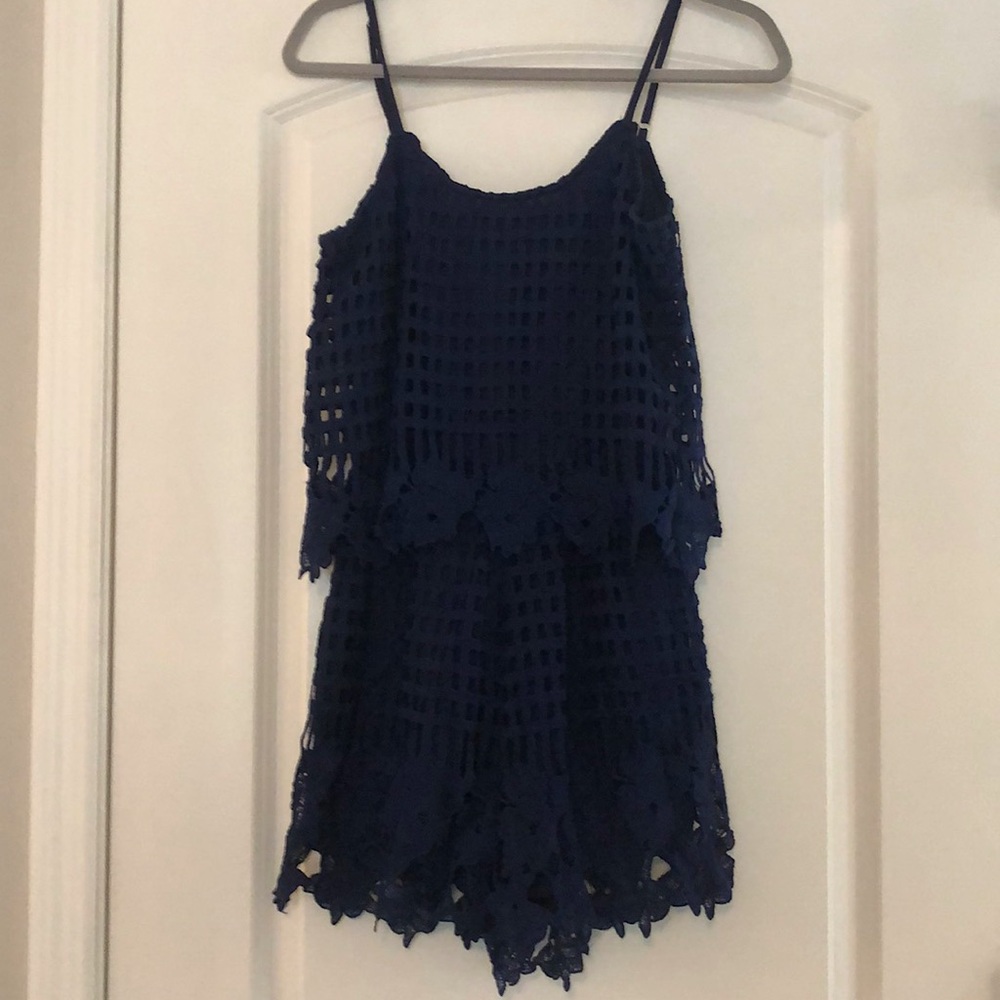 Alya Navy Roper With Lace Detail
